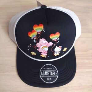 Bioworld Care Bears Kawaii Rainbow Hearts Black Baseball Cap Hat